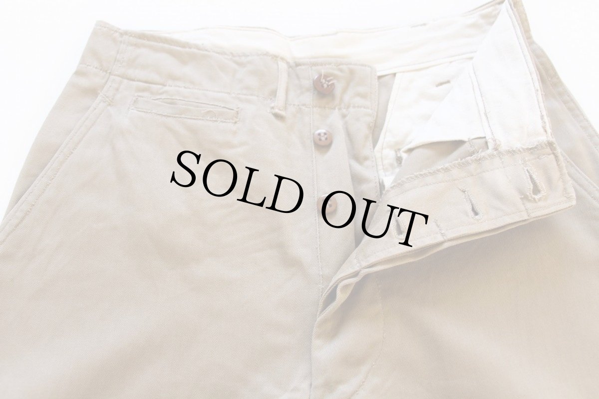 画像2: 40s 米軍 U.S.ARMY M-45 ダブルステッチ コットン チノパン カーキ w30 L31 (2)