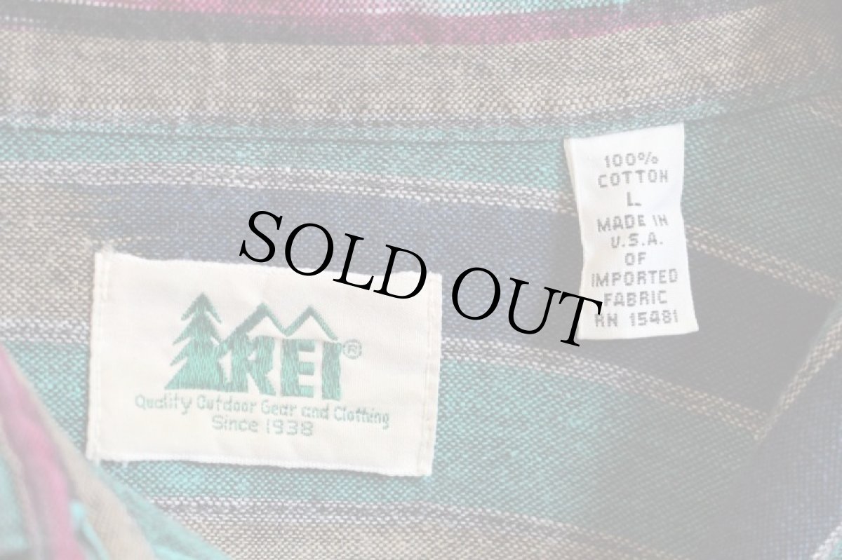 画像3: 80s USA製 REI ラグ柄 コットンシャツ L (3)