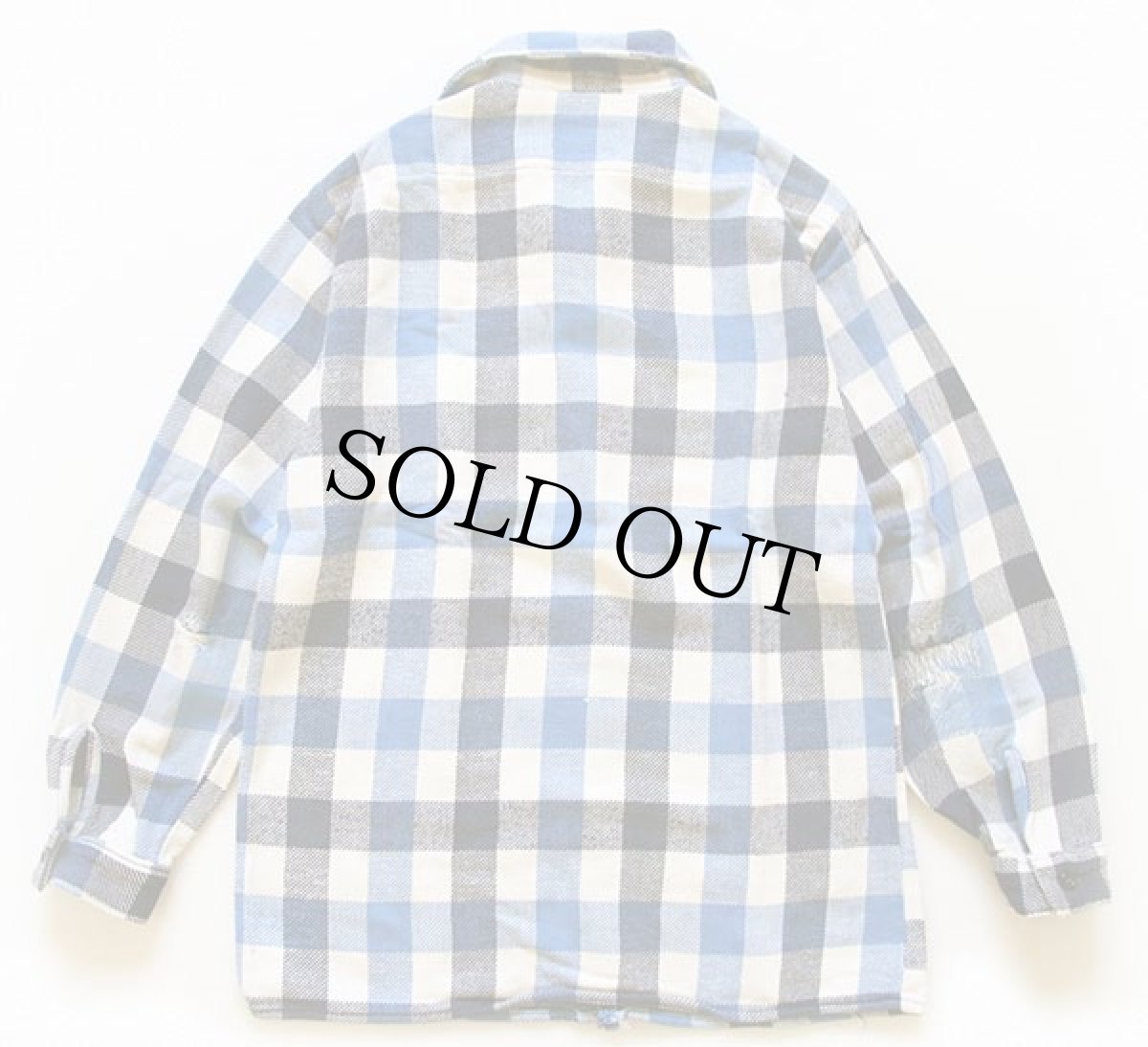 画像2: 70s USA製 FIVE BROTHERファイブブラザー ブロックチェック コットン フランネルシャツ ボーイズ18 (2)