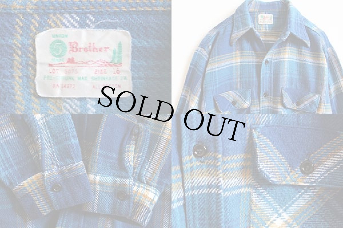画像3: 60s USA製 5 Brotherファイブブラザー チェック コットン フランネルシャツ 16 (3)