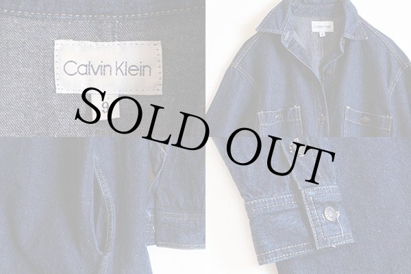 90s USA製 Calvin Kleinカルバンクライン デニム ロング シャツ