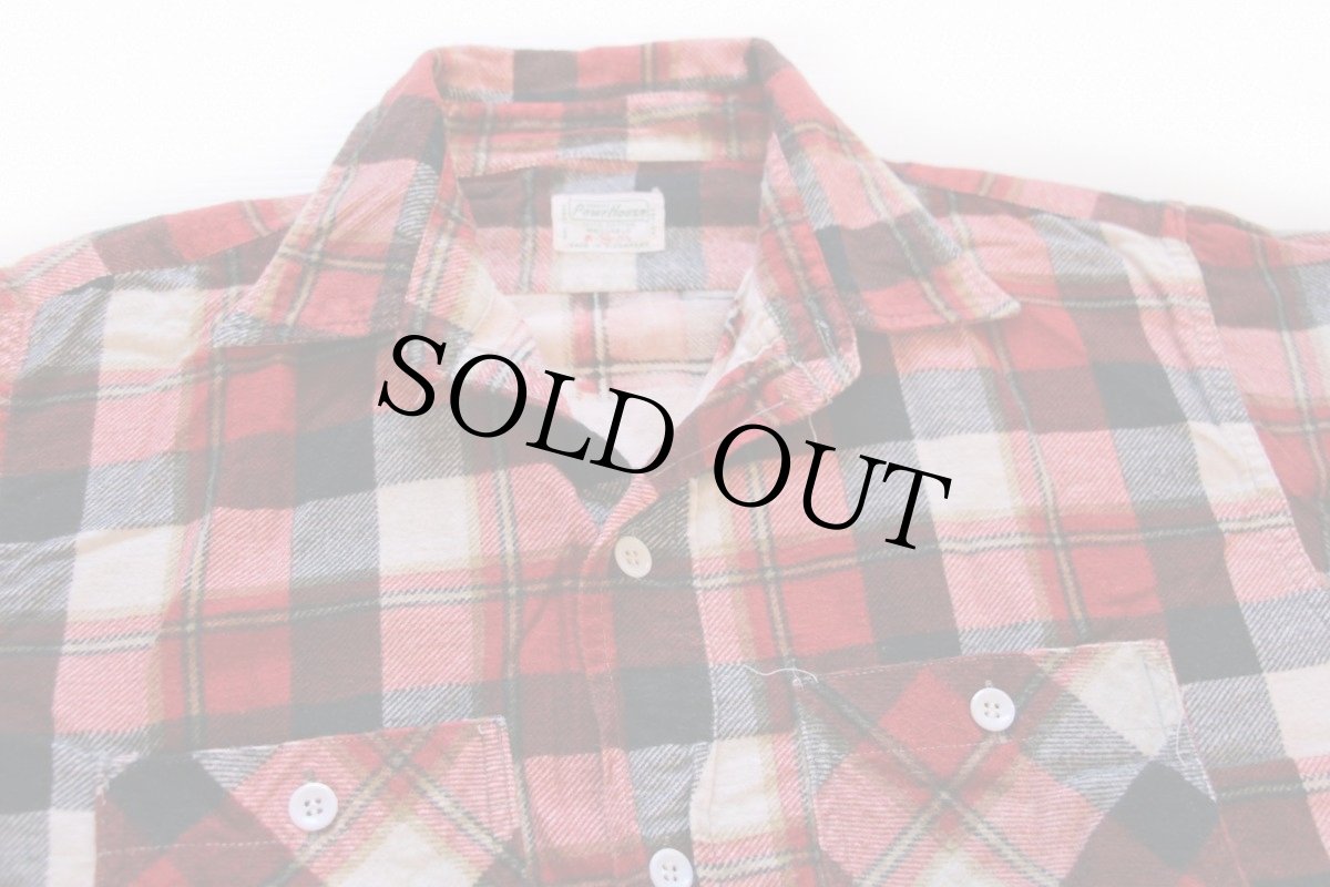 画像3: 60s MONTGOMERY WARD Powr Houseパワーハウス チェック マチ付き プリントネルシャツ M (3)