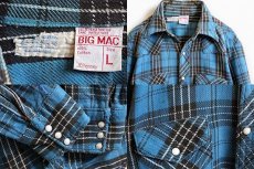 画像3: 70s JCPenney BIGMACビッグマック チェック コットン ウエスタン フランネルシャツ L (3)