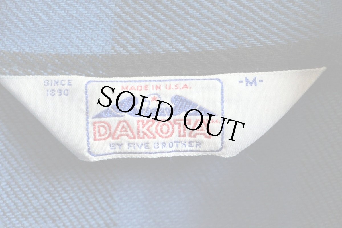 画像3: 80s USA製 DAKOTA FIVE BROTHERファイブブラザー バッファローチェック コットン フランネルシャツ 青×黒 M (3)