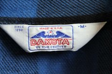 画像3: 80s USA製 DAKOTA FIVE BROTHERファイブブラザー バッファローチェック コットン フランネルシャツ 青×黒 M (3)