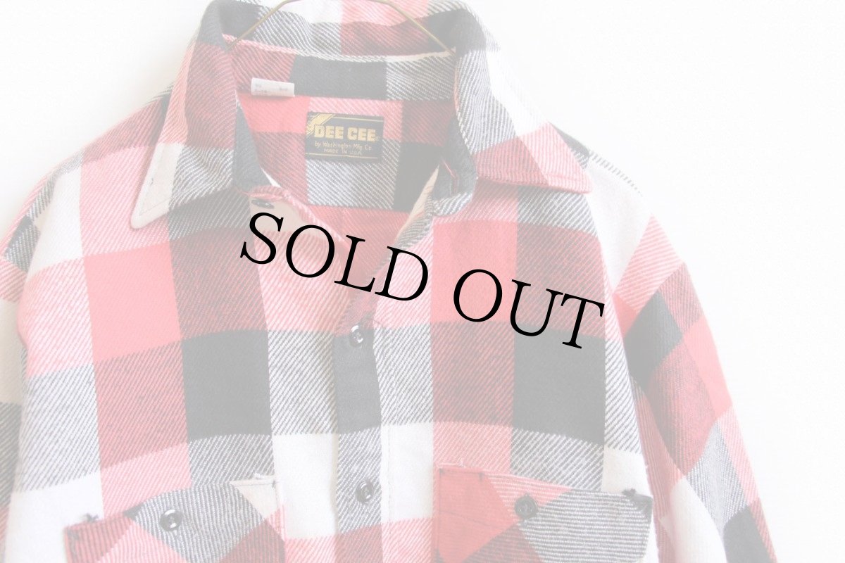 画像2: 70s USA製 WASHINGTON DEE CEE ブロックチェック コットン フランネルシャツ M (2)