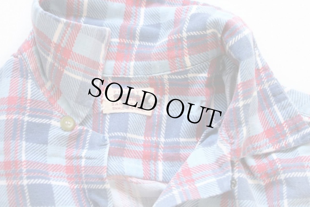 画像3: 50s PENNEY'S TOWNCRAFT チェック プリントネルシャツ S (3)