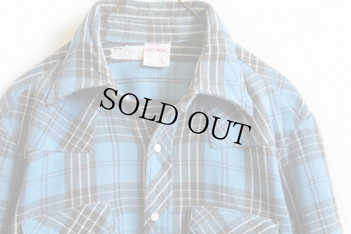 画像2: 70s JCPenney BIGMACビッグマック チェック コットン ウエスタン フランネルシャツ L (2)