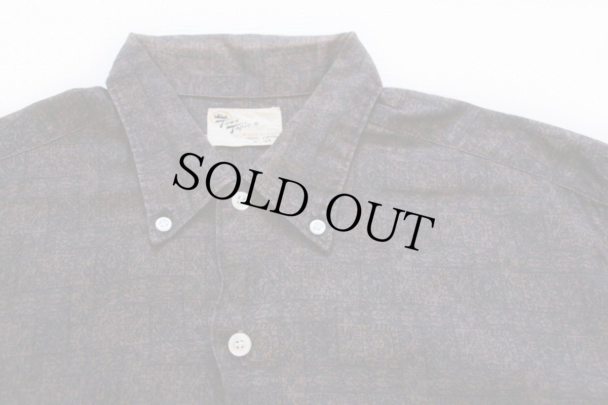 画像2: 60s Town Topic 総柄 ボタンダウン コットンシャツ L (2)