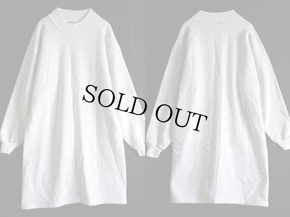画像2: デッドストック★90s USA製 STURDY SWEATS by Leeリー 無地 モックネック スウェット ワンピース 杢ライトグレー (2)