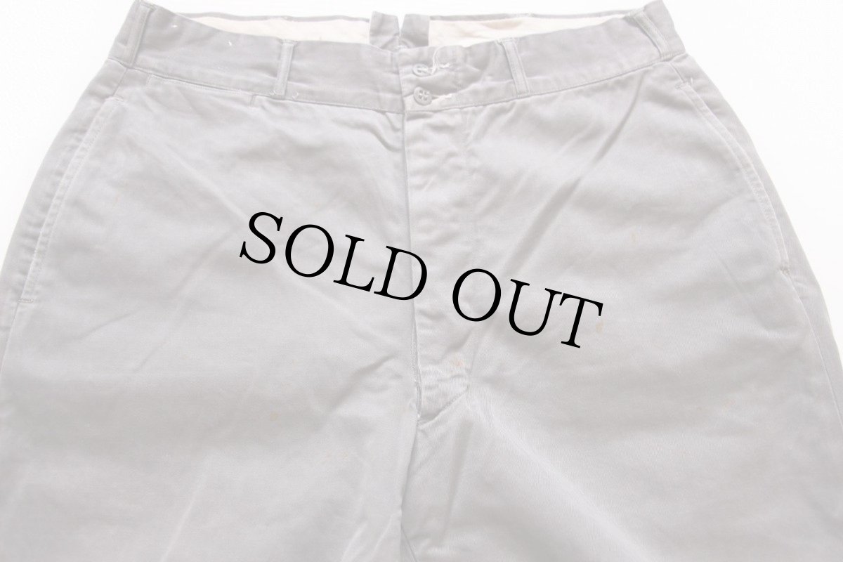 画像2: 50s UNKNOWN コットンツイル ワークパンツ グレー w32 (2)