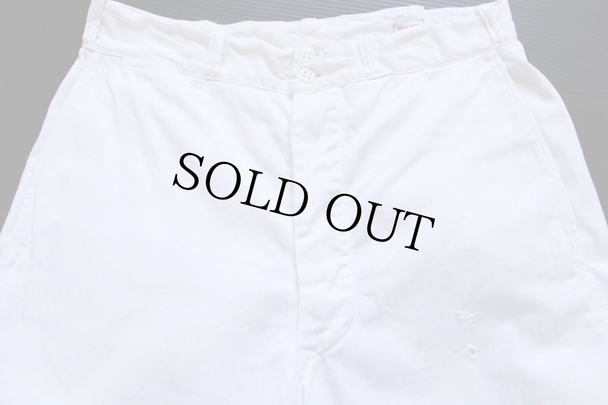 画像2: 50s Stevens TWIST TWILL コットンツイル ワークパンツ ホワイト w31 (2)