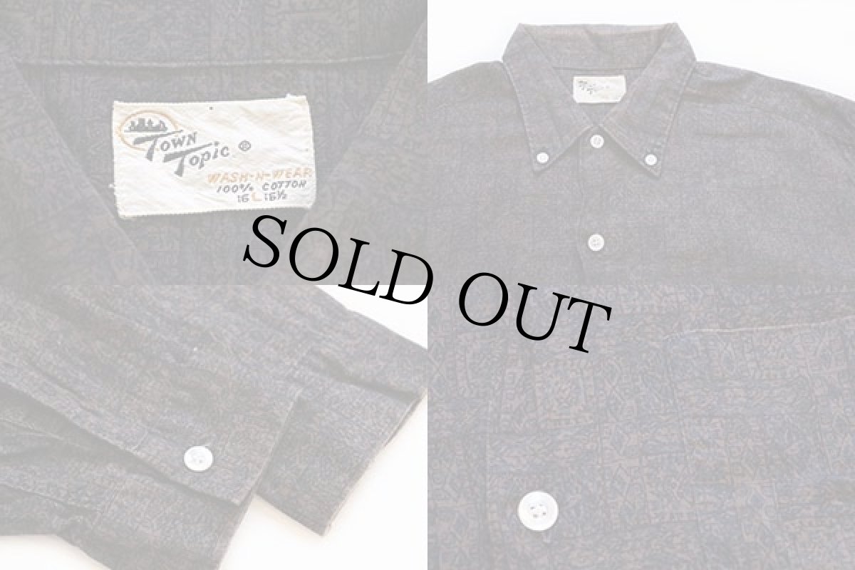 画像3: 60s Town Topic 総柄 ボタンダウン コットンシャツ L (3)