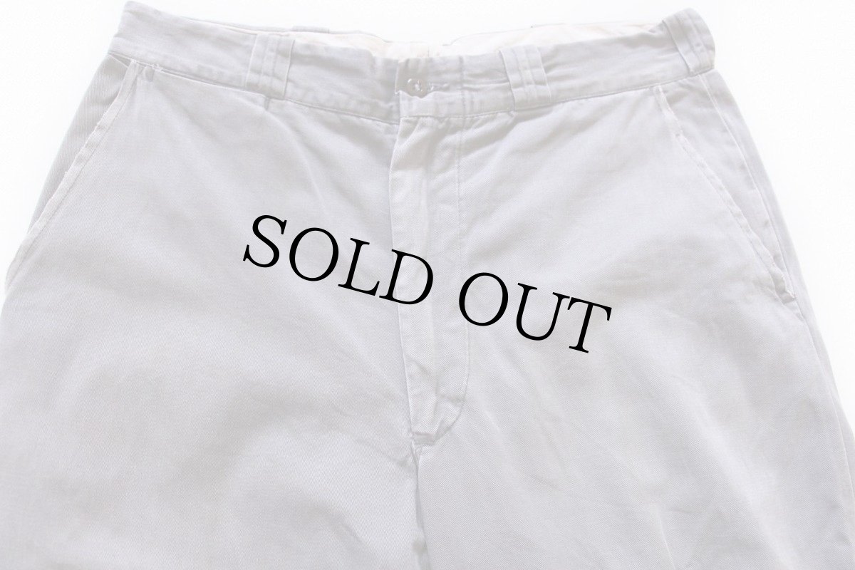 画像2: 60s UNKNOWN コットンツイル ワークパンツ グレー w33 (2)