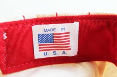 画像4: デッドストック★90s USA製 DRUMMOND AMERICAN 刺繍 ストライプ コットンキャップ 生成り×薄赤 (4)
