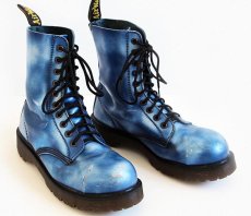 画像1: 英国製 DR.MARTENSドクターマーチン キャップトゥ 10ホールブーツ 厚底 マーブル青 UK8 (1)