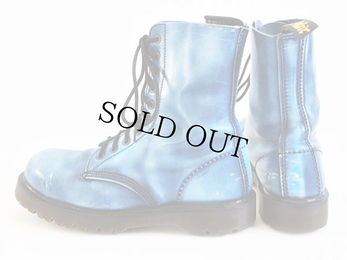 画像2: 英国製 DR.MARTENSドクターマーチン キャップトゥ 10ホールブーツ 厚底 マーブル青 UK8 (2)