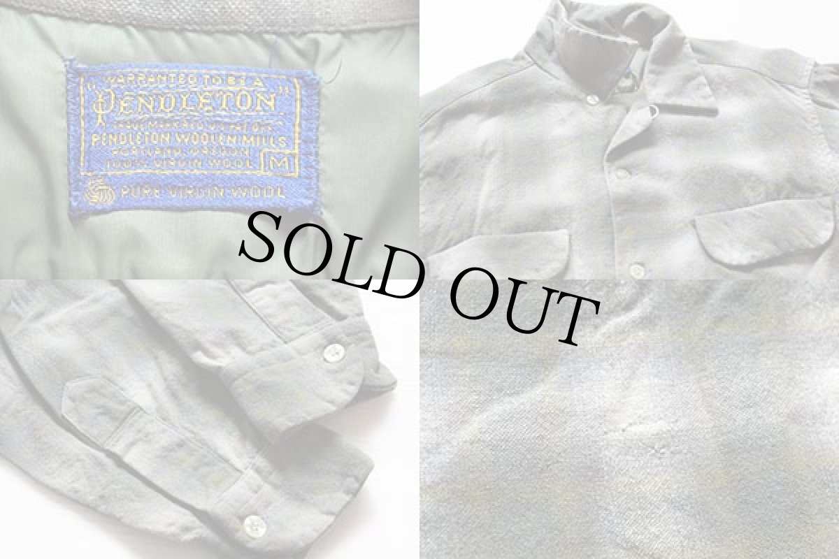 画像3: 60s PENDLETONペンドルトン オンブレチェック ウール オープンカラーシャツ M (3)