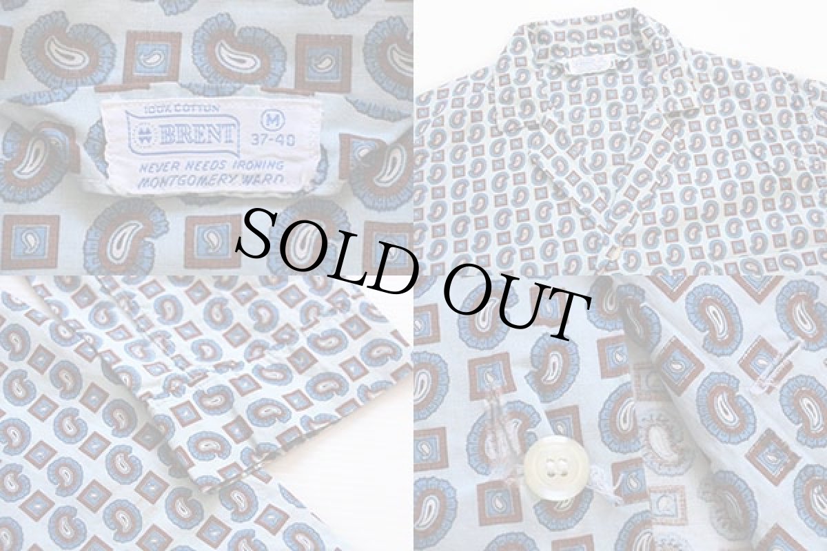 画像3: 60s MONTGOMERY WARD BRENT 総柄 コットン パジャマシャツ M (3)