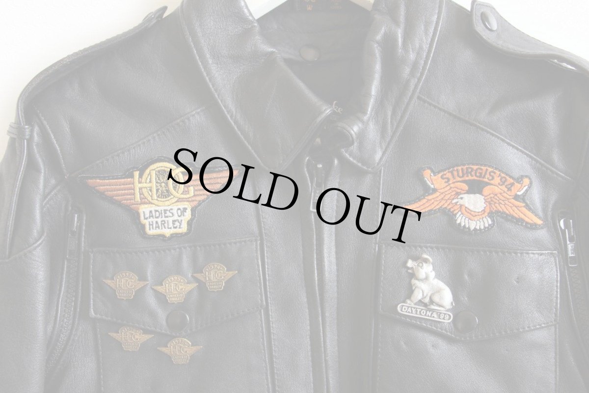画像3: 90s Harley-Davidsonハーレー ダビッドソン ピンズ&パッチ&ライナー付き ライダース レザージャケット 黒 38W (3)