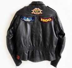 画像2: 90s Harley-Davidsonハーレー ダビッドソン ピンズ&パッチ&ライナー付き ライダース レザージャケット 黒 38W (2)