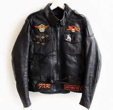 画像1: 90s Harley-Davidsonハーレー ダビッドソン ピンズ&パッチ&ライナー付き ライダース レザージャケット 黒 38W (1)