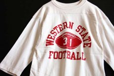 画像3: 70s USA製 Championチャンピオン WESTERN STATE フットボールTシャツ 白 M (3)