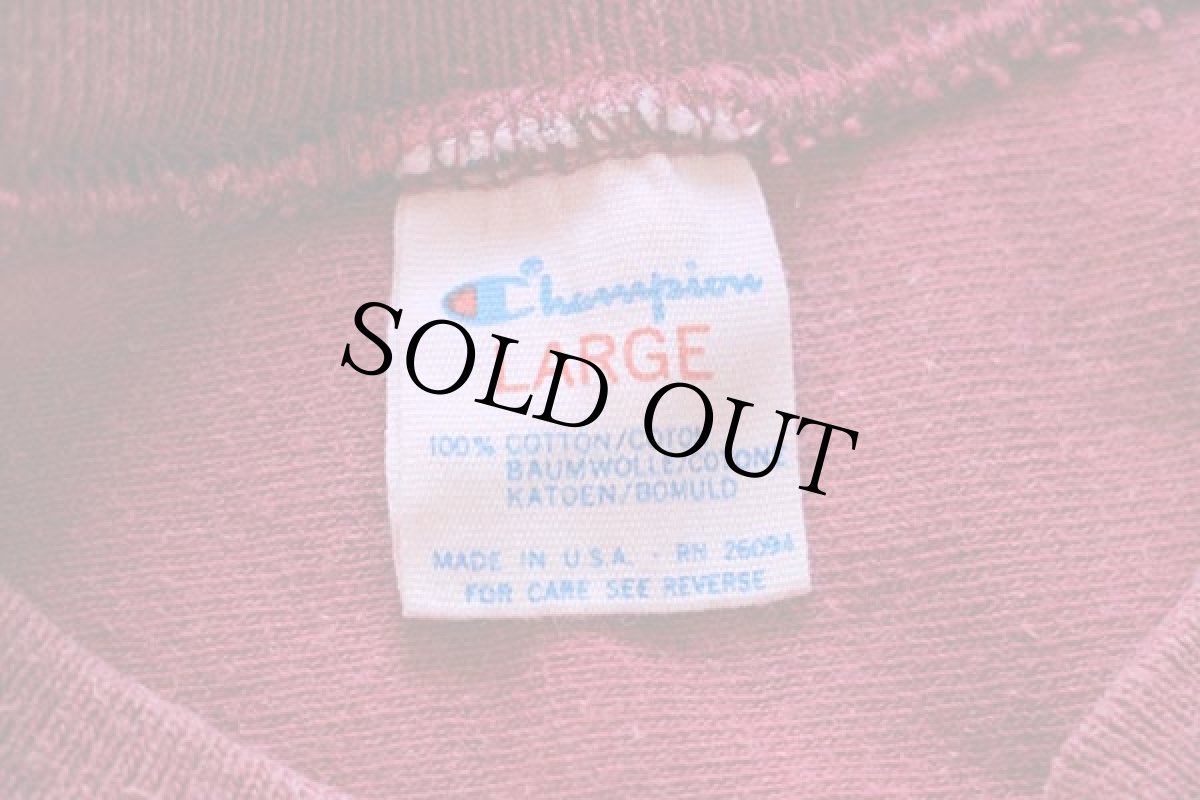 画像4: 80s USA製 Championチャンピオン HARVARD コットン フットボールTシャツ ワインレッド L (4)