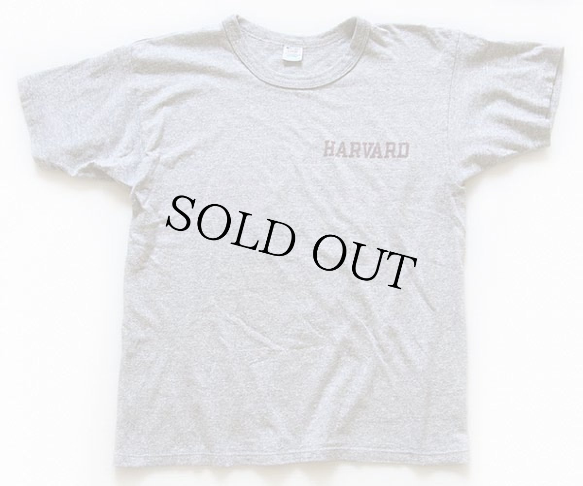画像2: 80s USA製 Championチャンピオン HARVARD 染み込みプリント 88/12 Tシャツ 杢グレー L (2)