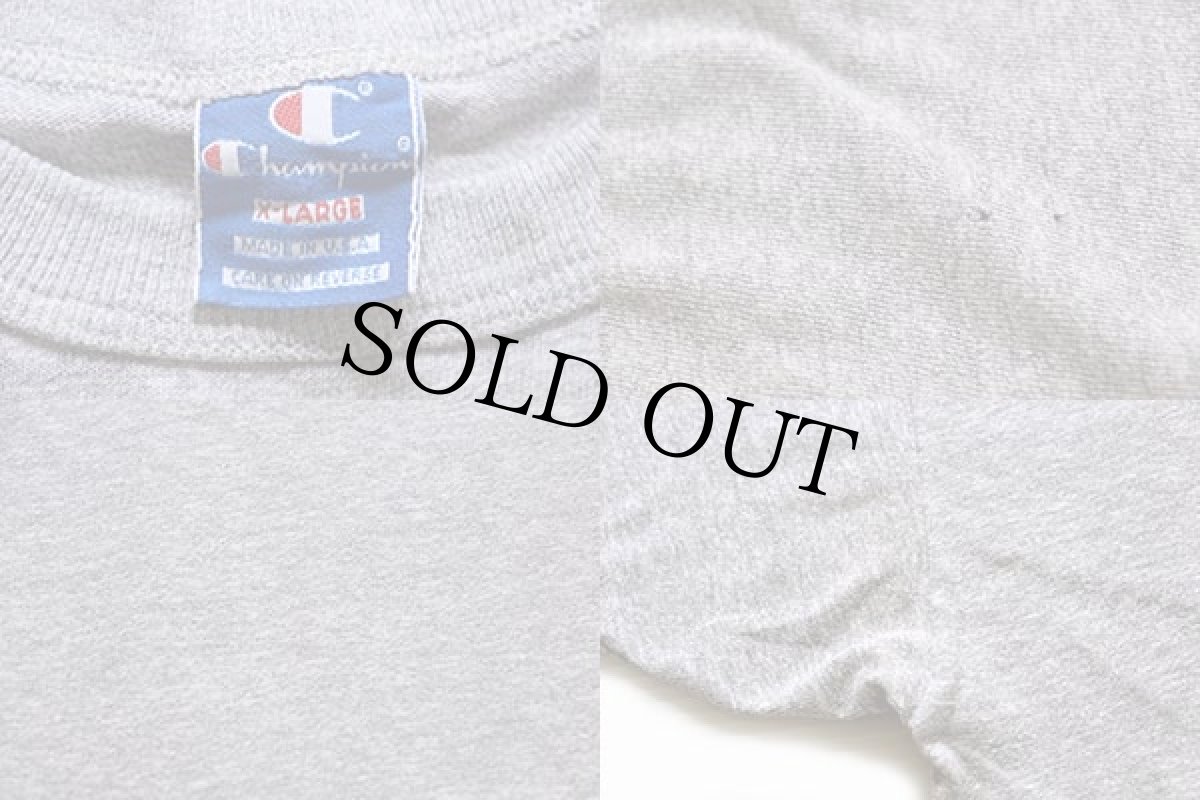 画像3: 90s USA製 Championチャンピオン 無地 目無し バインダーネック 88/12 Tシャツ 杢グレー XL (3)