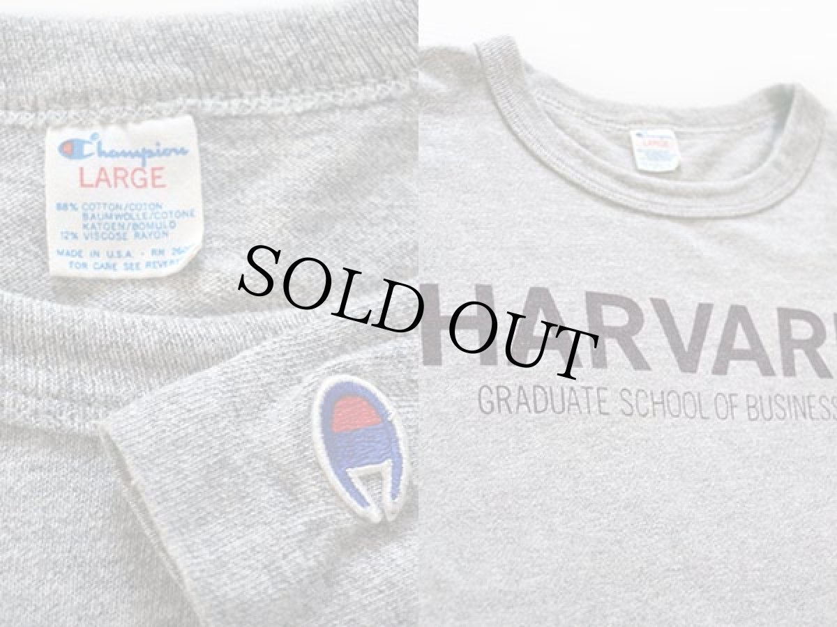 画像3: 80s USA製 Championチャンピオン HARVARD 染み込みプリント 88/12 Tシャツ 杢グレー L (3)