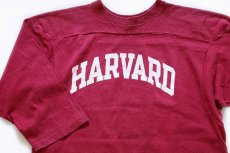 画像1: 80s USA製 Championチャンピオン HARVARD コットン フットボールTシャツ ワインレッド L (1)