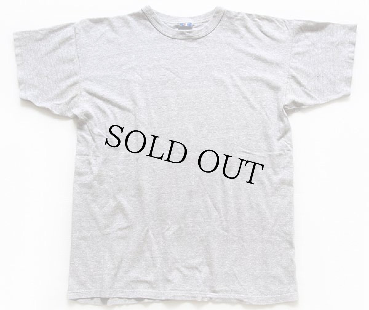 画像2: 90s USA製 Championチャンピオン 無地 目無し バインダーネック 88/12 Tシャツ 杢グレー XL (2)