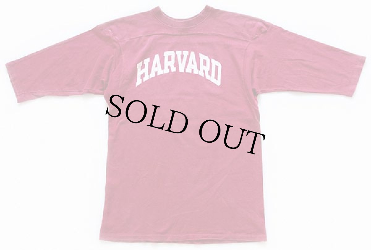 画像1: 80s USA製 Championチャンピオン HARVARD コットン フットボールTシャツ ワインレッド L (1)