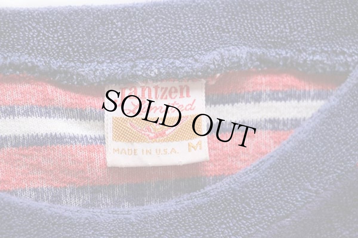 画像3: 70s USA製 Jantzen Limited ランダムボーダー パイル地 Tシャツ M (3)