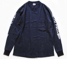 画像2: 80s USA製 VO TECH コットン ポケット付き 長袖Tシャツ 紺 L (2)