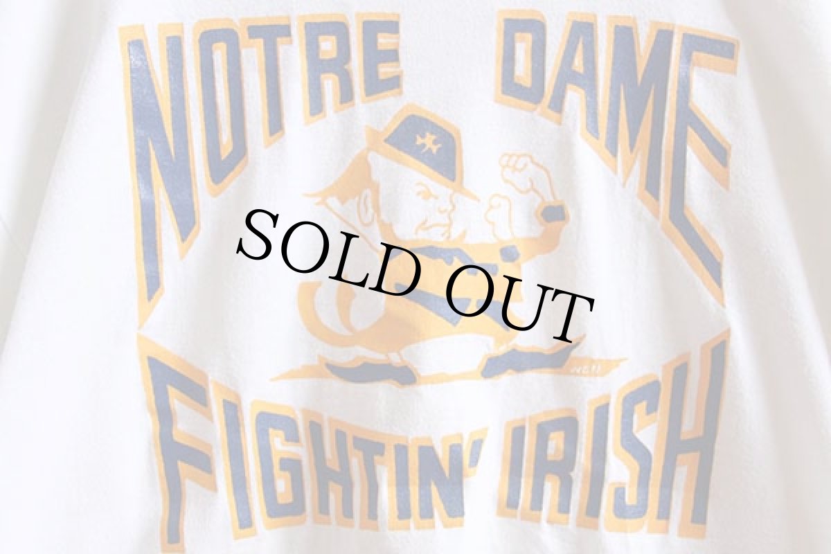 画像3: 80s USA製 NOTRE DAME FIGHTIN' IRISH 長袖Tシャツ 白 L (3)
