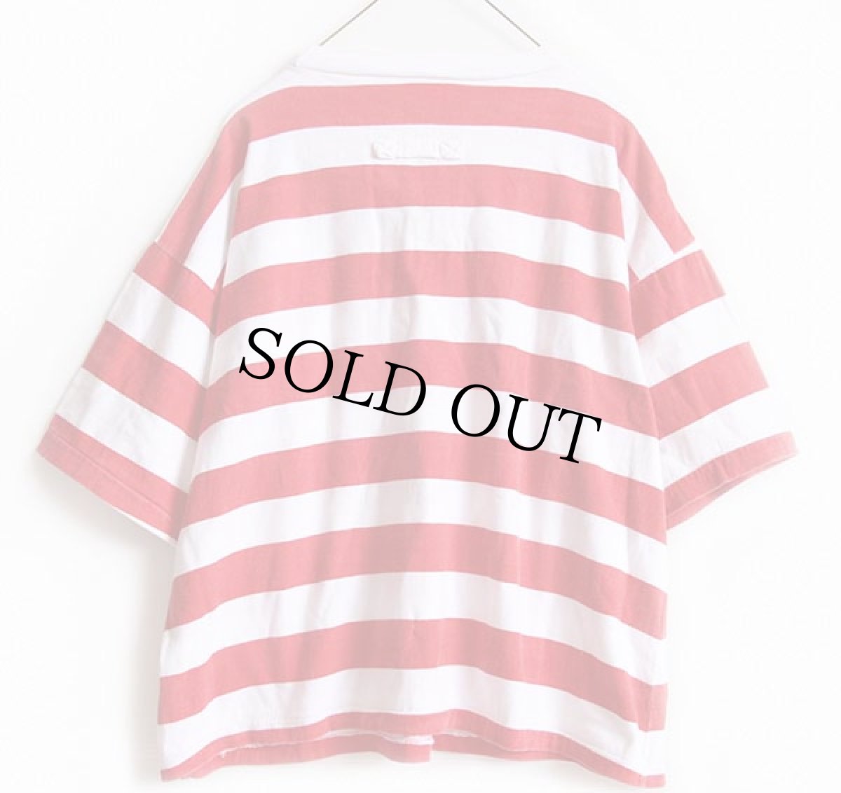 画像2: 90s UNKNOWN 太ボーダー コットン ポケットTシャツ 赤×白 (2)