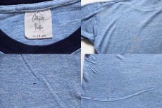 画像4: 70s USA製 Collegiate Pacific A&M 染み込みプリント リンガーTシャツ 杢ブルー M (4)