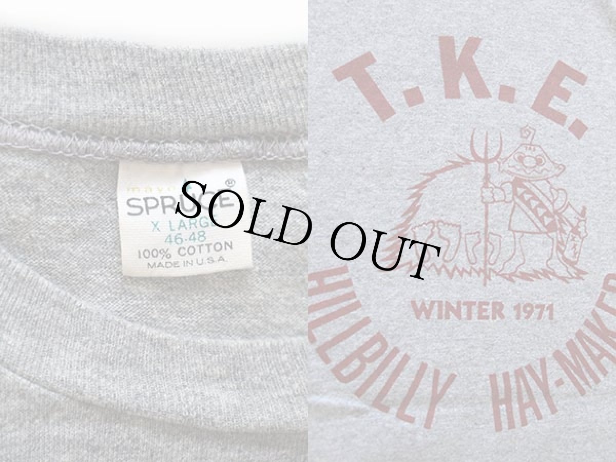 画像3: 70s USA製 mayo SPRUCE HILLBILLY HAY-MAKER コットンTシャツ 杢グレー XL (3)