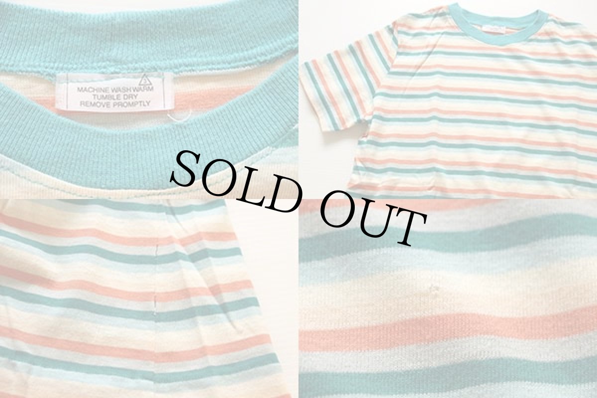 画像4: 70s UNKNOWN マルチボーダー コットンTシャツ パステルカラー (4)