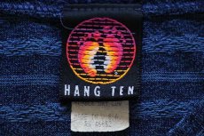 画像3: 80s USA製 HANG TENハンテン 総柄 ジャガード 長袖Tシャツ 紺 M (3)