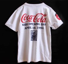 画像2: 90s USA製 MLB Twins Coca-Colaコカコーラ ベースボールシャツ 騙し絵 コットンTシャツ 白 M (2)