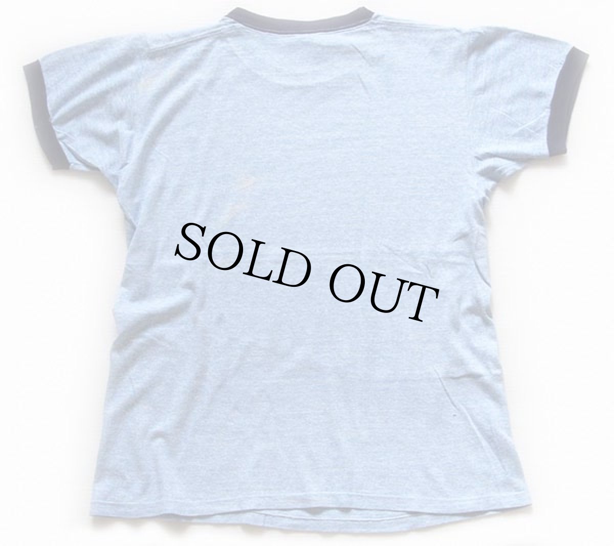 画像3: 70s USA製 Collegiate Pacific A&M 染み込みプリント リンガーTシャツ 杢ブルー M (3)