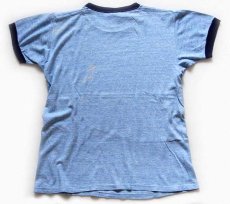 画像3: 70s USA製 Collegiate Pacific A&M 染み込みプリント リンガーTシャツ 杢ブルー M (3)