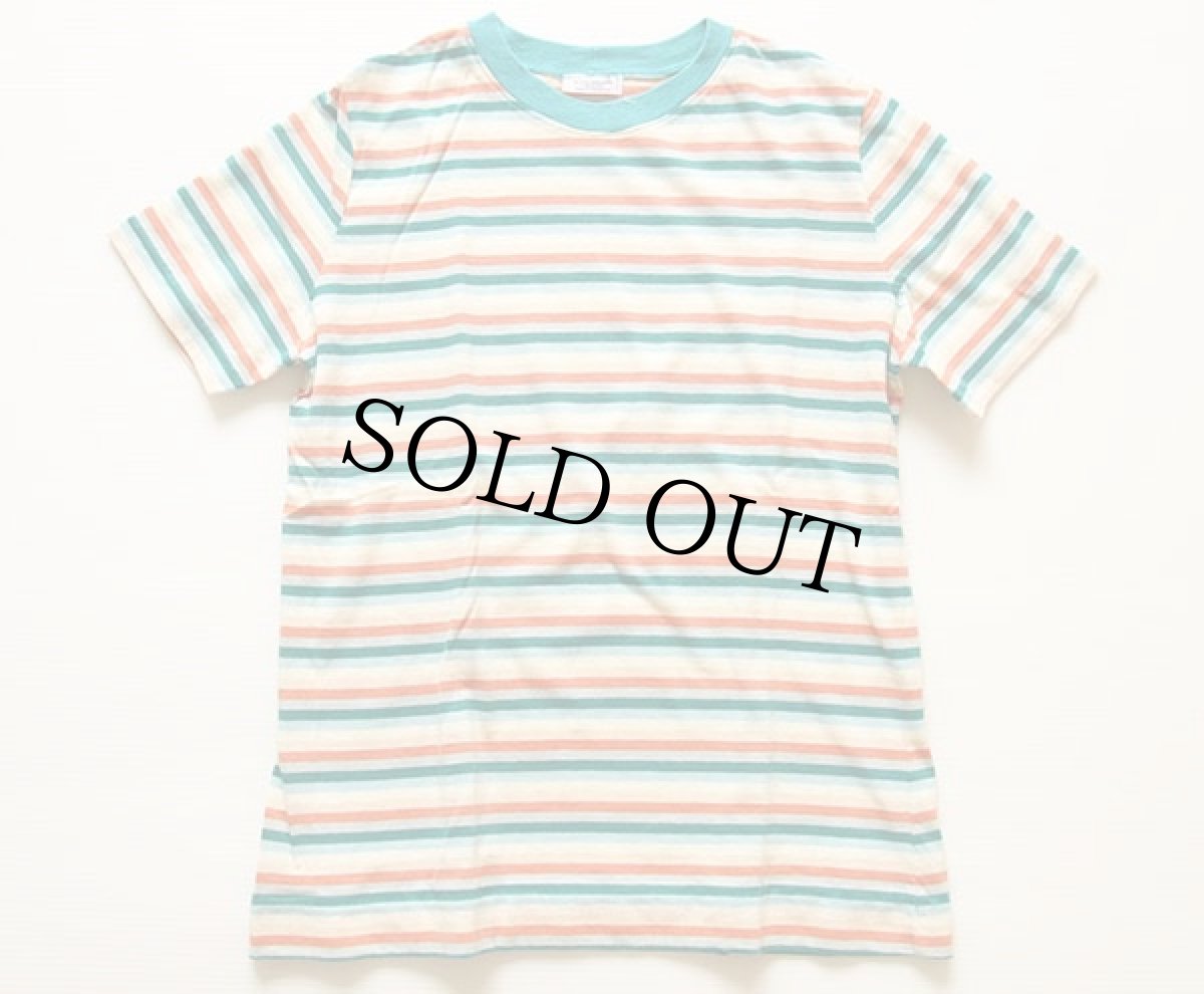 画像2: 70s UNKNOWN マルチボーダー コットンTシャツ パステルカラー (2)