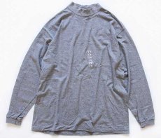 画像2: デッドストック★90s USA製 BASIC EDITIONS モックネック 無地 コットン 長袖Tシャツ グレー L (2)