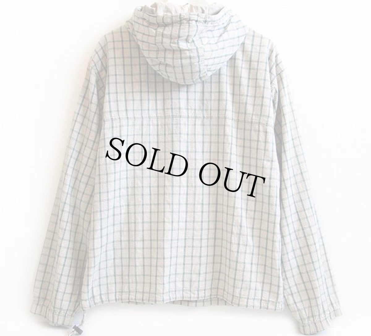 画像2: 00s Columbiaコロンビア チェック コットン シアサッカー アノラックパーカー M (2)