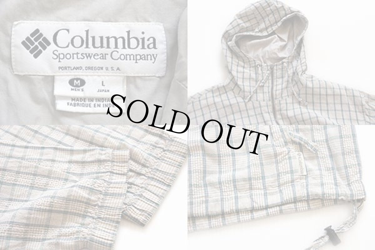 画像3: 00s Columbiaコロンビア チェック コットン シアサッカー アノラックパーカー M (3)