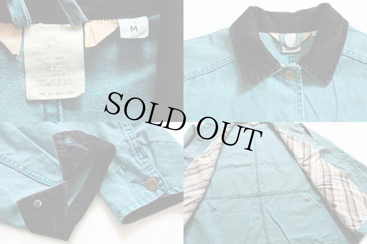 画像3: 90s USA製 L.L.Bean ダック地 フィールドコート 薄青緑 M★ジャケット (3)